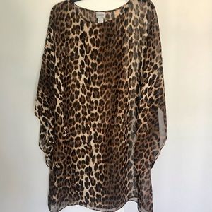 Chico’s sheer animal print top / beach cover